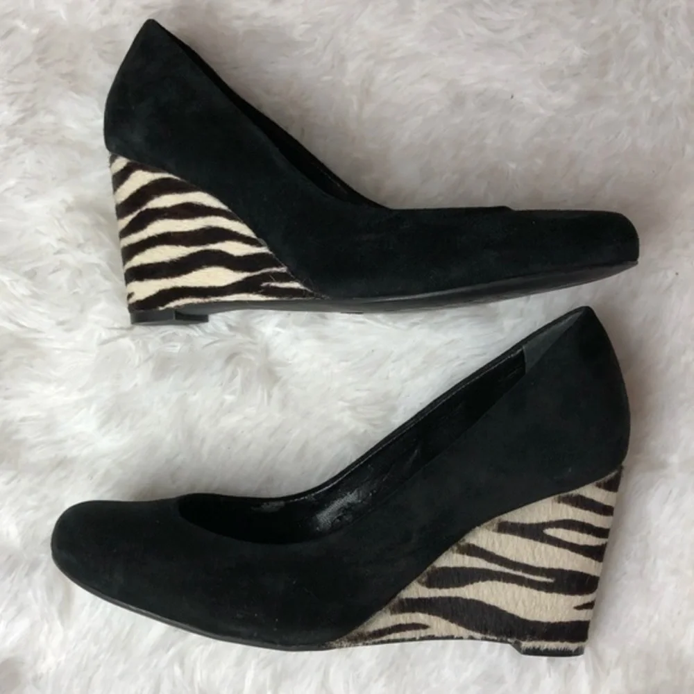 ANTONIO MELANI Black Suede/Zebra Print Calf Hair